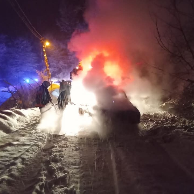 Artvin'de seyir halindeki kamyonet alev aldı