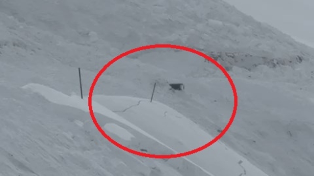 Uludere'de iş makinesinin üzerine çığ düştü