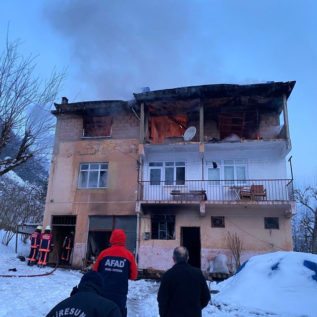 Giresun'da ev yangınında hasar oluştu