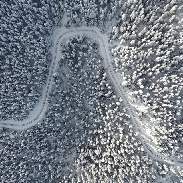 Ballıdağ'ın karla kaplı ormanları dronla görüntülendi