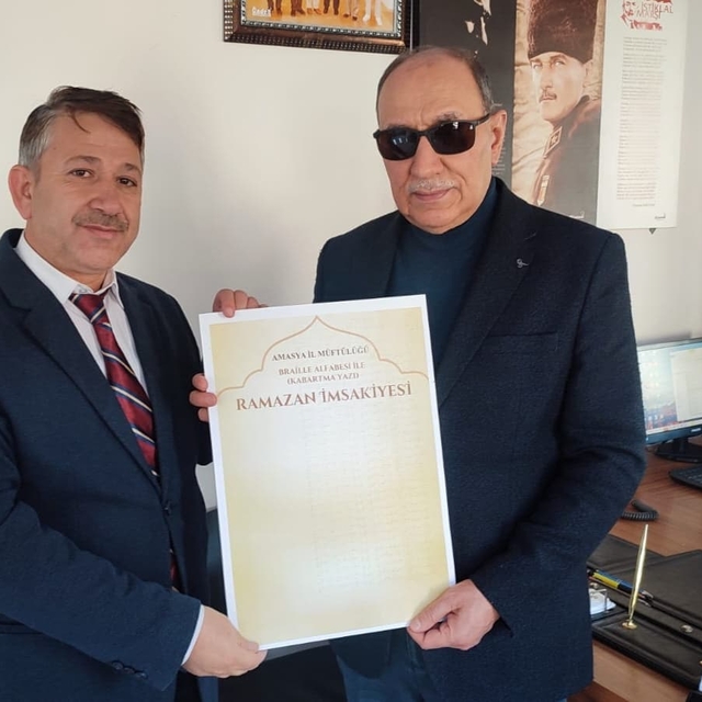 Amasya'da Braille alfabesiyle 2025 yılı imsakiyesi hazırlandı