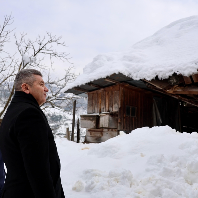 Artvin Valisi Ergün, Ormanlı köyünde ahırı çöken kişiyi ziyaret etti