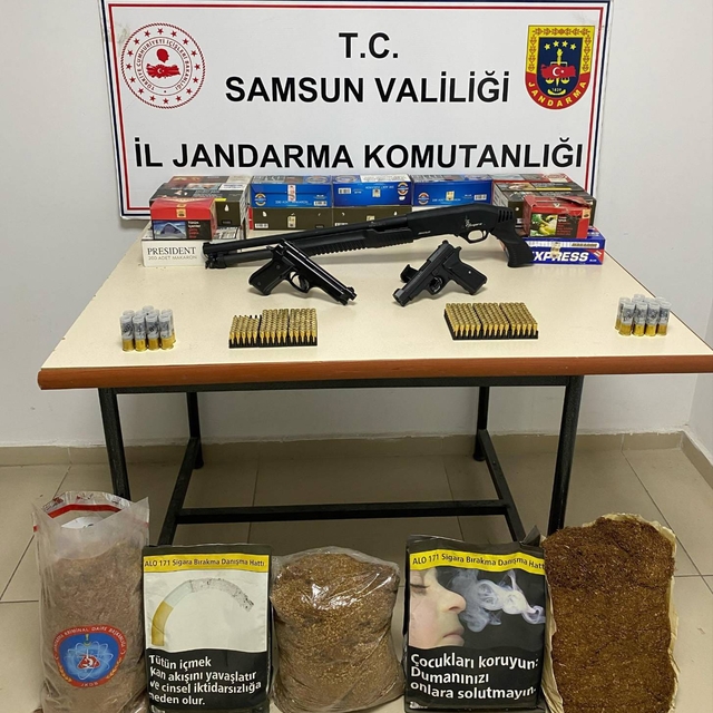 Samsun'da kaçak silah ve tütün operasyonunda 1 zanlı yakalandı