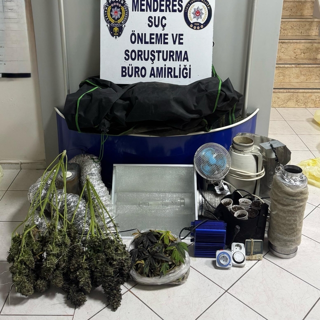Binanın kapıcı dairesi uyuşturucu yetiştiren 2 şüpheli yakalandı
