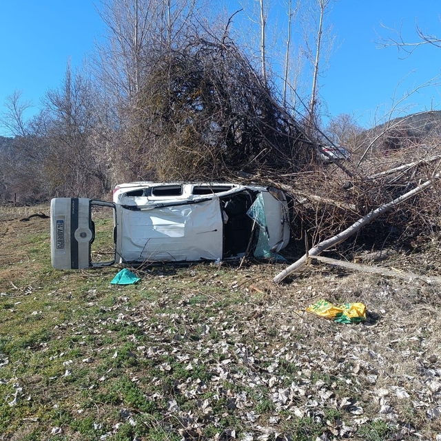 Hafif ticari araç tarlaya savruldu; 2 yaralı