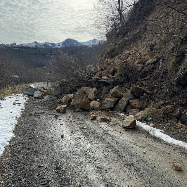 Ordu'da eriyen kar heyelanlara neden oldu