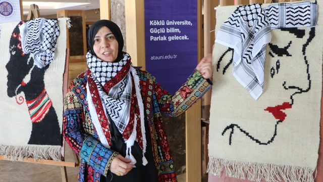 Gazzeli kadınların 'sessiz çığlığı'nı kilime ilmek ilmek işledi