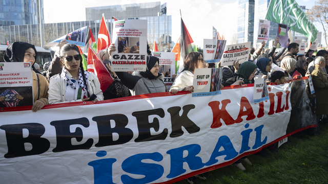 İsrail'in Gazze'ye saldırıları ABD'nin Ankara Büyükelçiliği önünde protesto edildi