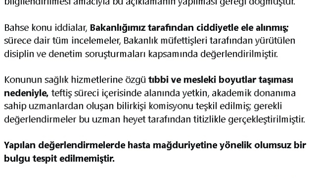 Bakanlıktan, 'Muğla Eğitim ve Araştırma Hastanesi' hakkındaki iddialara ilişkin açıklama