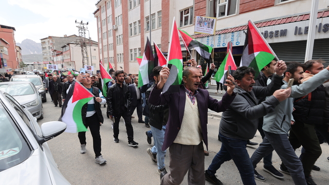 Hakkari'de İsrail'in Gazze'ye yönelik saldırıları protesto edildi