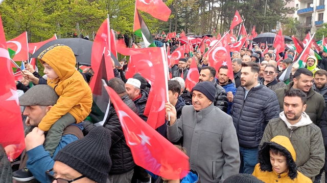 Karabük'te, Filistin'e destek yürüyüşü düzenlendi
