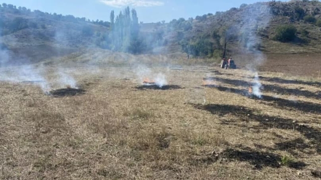 Yozgat'ta anız yakan kişiye 2 bin 953 lira ceza uygulandı