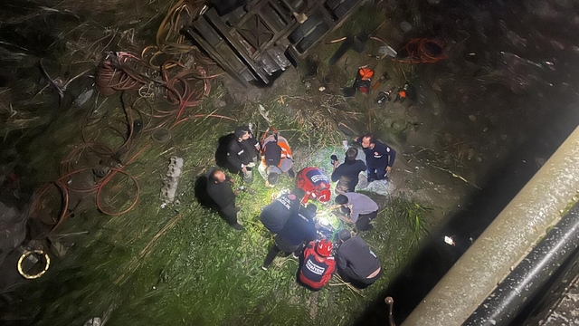 Freni boşalan kamyonet, otomobillere çarpıp Eşen Çayı'na uçtu; 2 yaralı