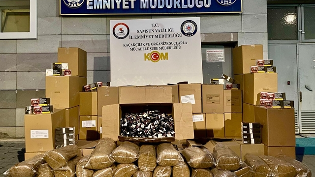 Samsun'da kaçak tütün operasyonu; 2 gözaltı