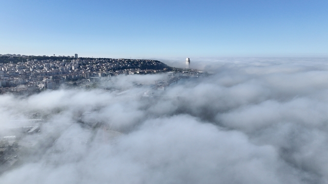 Samsun'da oluşan sis dron ile görüntülendi