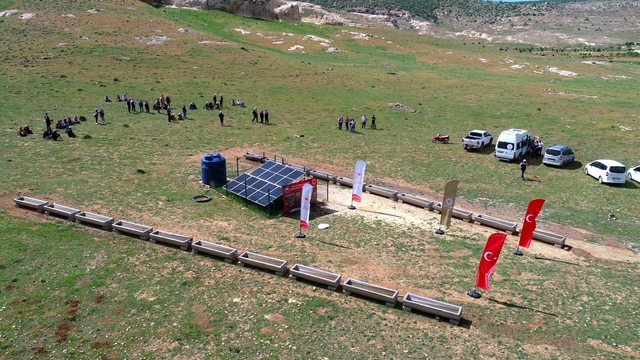 Mardin'de hayvanların otlatıldığı meralar güneş enerjisiyle suya kavuşturuluyor