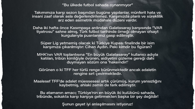 Trabzonspor'dan Türkiye Kupası final maçının hakem atamasına tepki