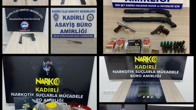 Kadirli'de narkotik ve asayiş uygulamalarında gözaltına alınan 9 şüpheli tutuklandı