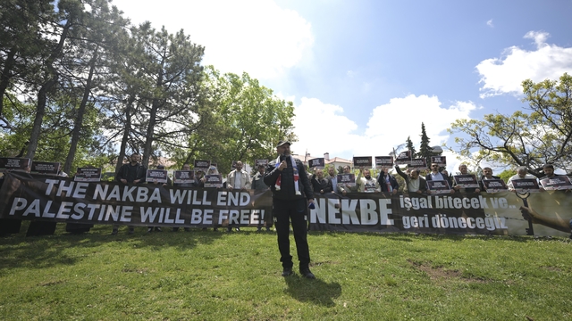Nekbe'nin 77. yılı İngiltere'nin Ankara Büyükelçiliği önünde protesto edildi