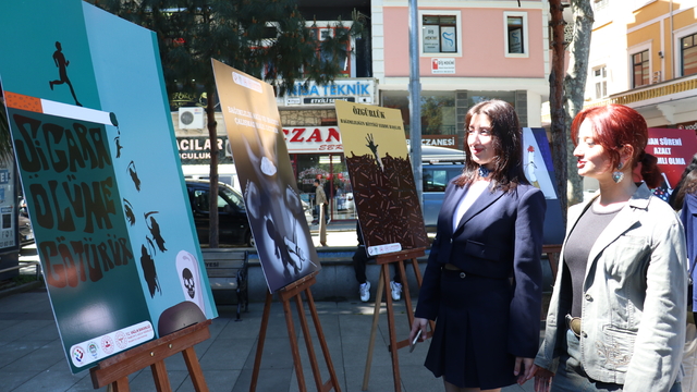 Trabzon'da üniversite öğrencileri bağımlılığa sanat yoluyla dikkati çekti