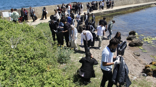 Sinop'ta denizle ormanın birleştiği Hamsilos Tabiat Parkı'nda çevre temizliği yapıldı