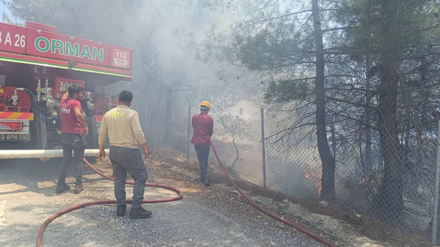 Mersin'de otomobilden ormanlık alana sıçrayan yangın söndürüldü