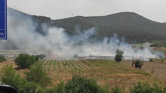 Osmaneli'nde anız yangını söndürüldü