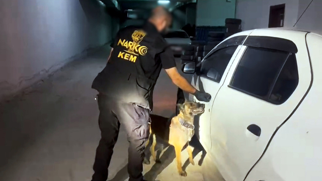 Otomobildeki uyuşturucuyu narkotik köpeği 'Gill' buldu