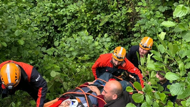 Rize'de çay hasat ederken yamaçtan yuvarlanan kişi yaralandı