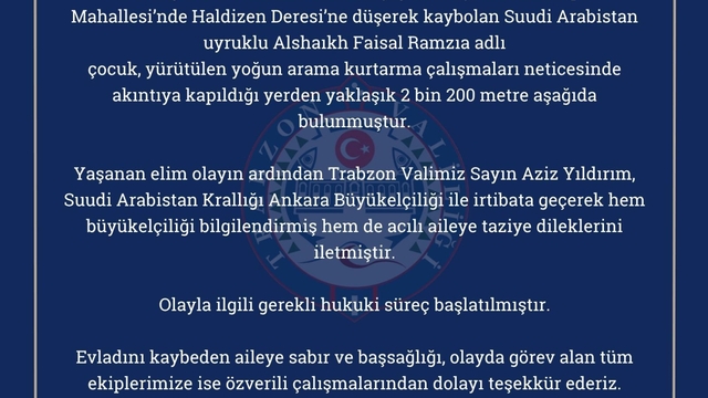 Trabzon'da derede kaybolan Faisal'in cansız bedeni bulundu (2)