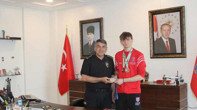 Edirne Emniyet Müdürü Karaburun, dünya ikincisi sporcuyu kabul etti