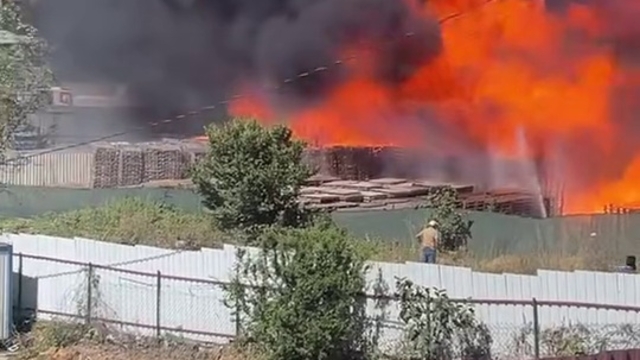 Kocaeli'de palet depolama sahasında yangın