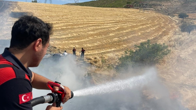 Siirt'te buğday ve arpa tarlasında çıkan yangın söndürüldü