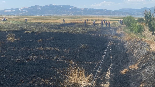 Burdur'da buğday tarlasında çıkan yangın söndürüldü