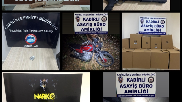 Kadirli'de emniyetin narkotik ve asayiş uygulamalarında yakalanan 4 şüpheli tutuklandı