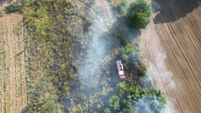 Bursa'da çalılık alanda çıkan yangın söndürüldü