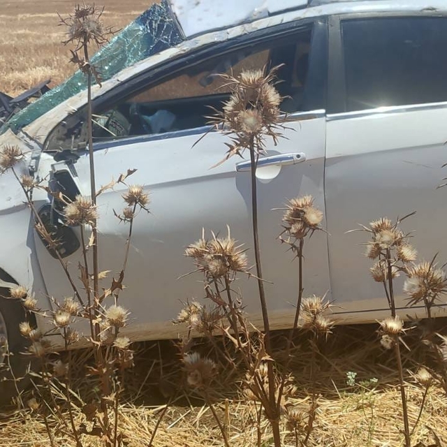 Gaziantep'te araziye devrilen otomobilin sürücüsü yaralandı