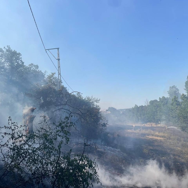 Çan'da tarım arazisinde çıkan yangın söndürüldü