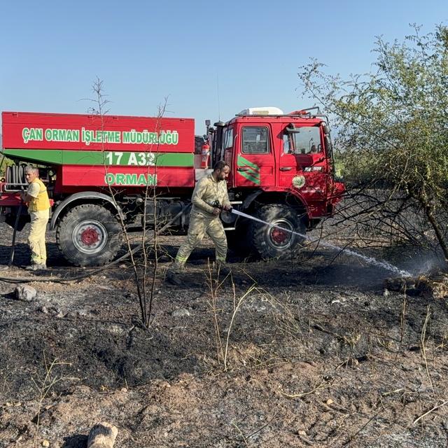 Çanakkale'de tarım arazisinde çıkan yangın söndürüldü