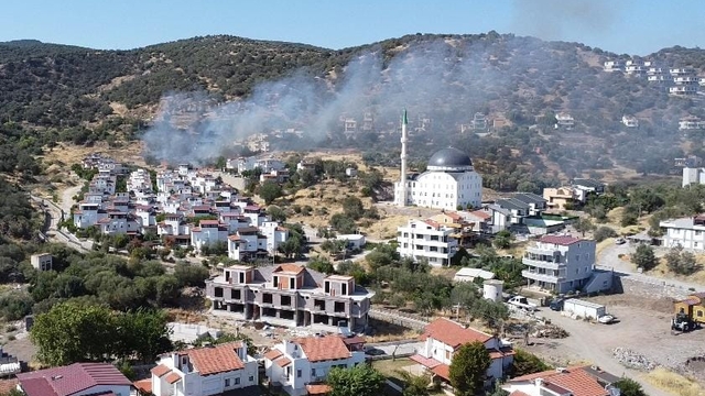 İzmir'in Dikili ilçesinde çıkan yangına müdahale ediliyor