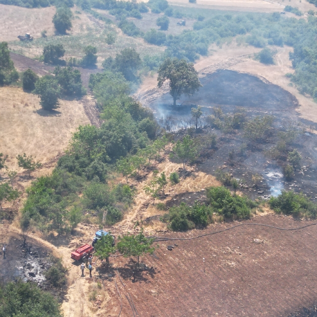 Bursa'da arazide başlayıp ormana sıçrayan yangın kontrol altına alındı