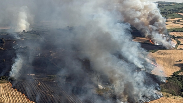 Balıkesir'de arazide çıkan yangına müdahale ediliyor