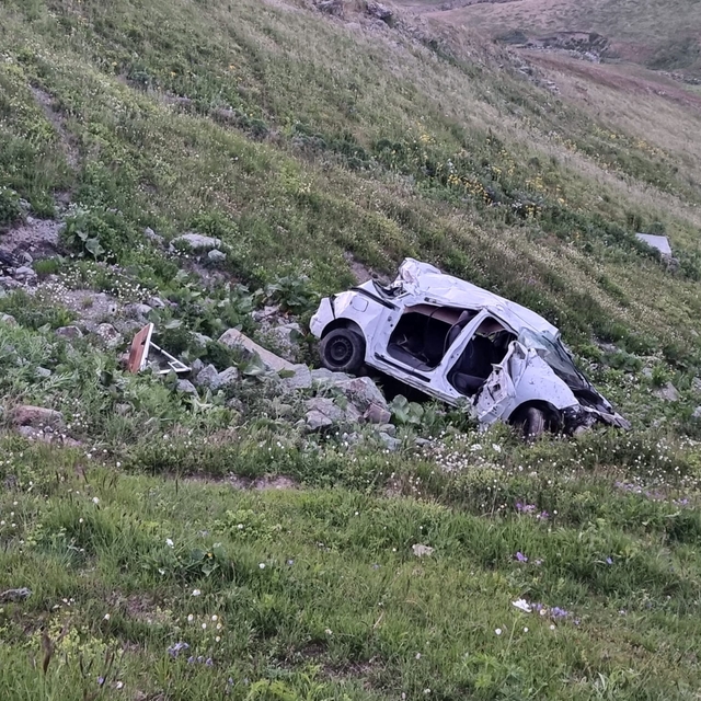Ardahan'da uçuruma yuvarlanan otomobildeki 2 kişi yaralandı