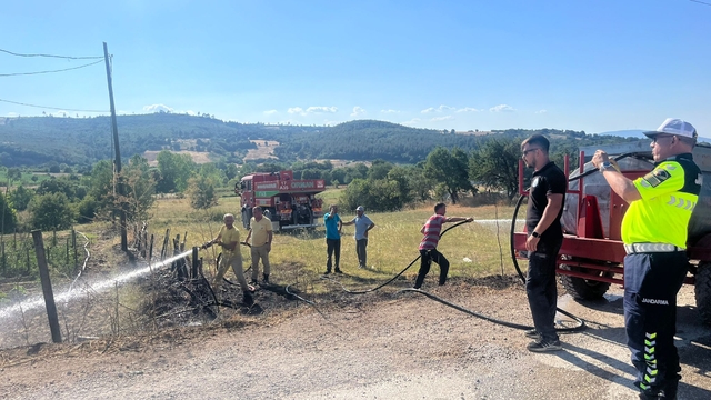 Çan'da otluk alanda çıkan yangın söndürüldü