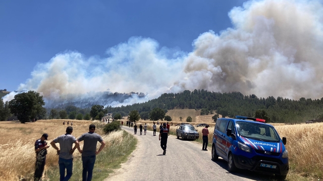 Kütahya'da ormanlık alanda çıkan yangına müdahale ediliyor