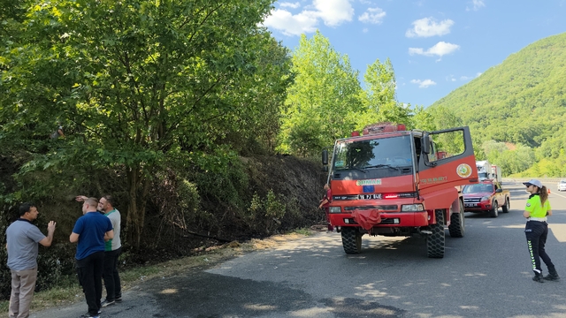 İnegölde çalılık alanda çıkan yangın söndürüldü