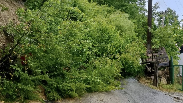 Samsun'da sağanak nedeniyle mahalle grup yolunda heyelan oluştu