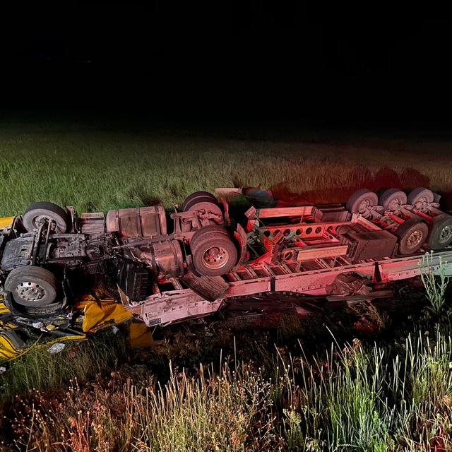 Ağrı'da şarampole devrilen tırın sürücüsü hayatını kaybetti