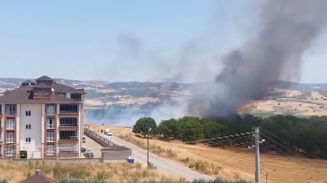 Anız yangınında alevler konutlara sıçramadan söndürüldü