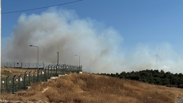 İzmir'in Urla ilçesinde çıkan orman yangınına müdahale ediliyor
